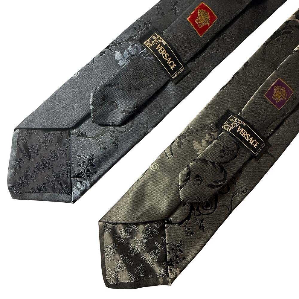 Versace Set of Two Men's Silk Jacquard Baroque Print Neckties